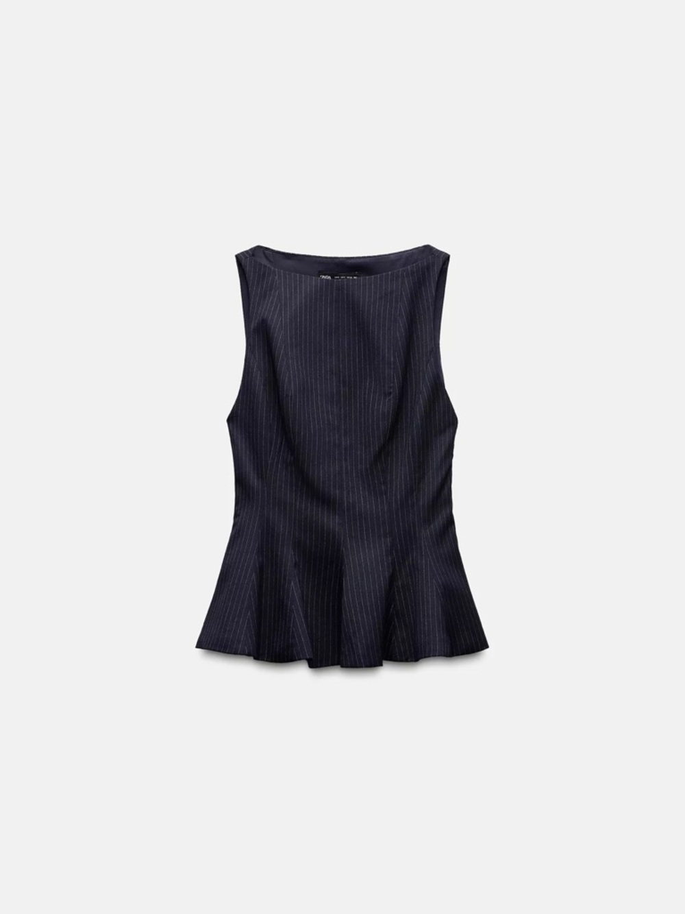 Zara Navy Pinstripe Peplum Crop Top